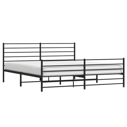 vidaXL Metal Bed Frame without Mattress with Footboard Black 200x200cm