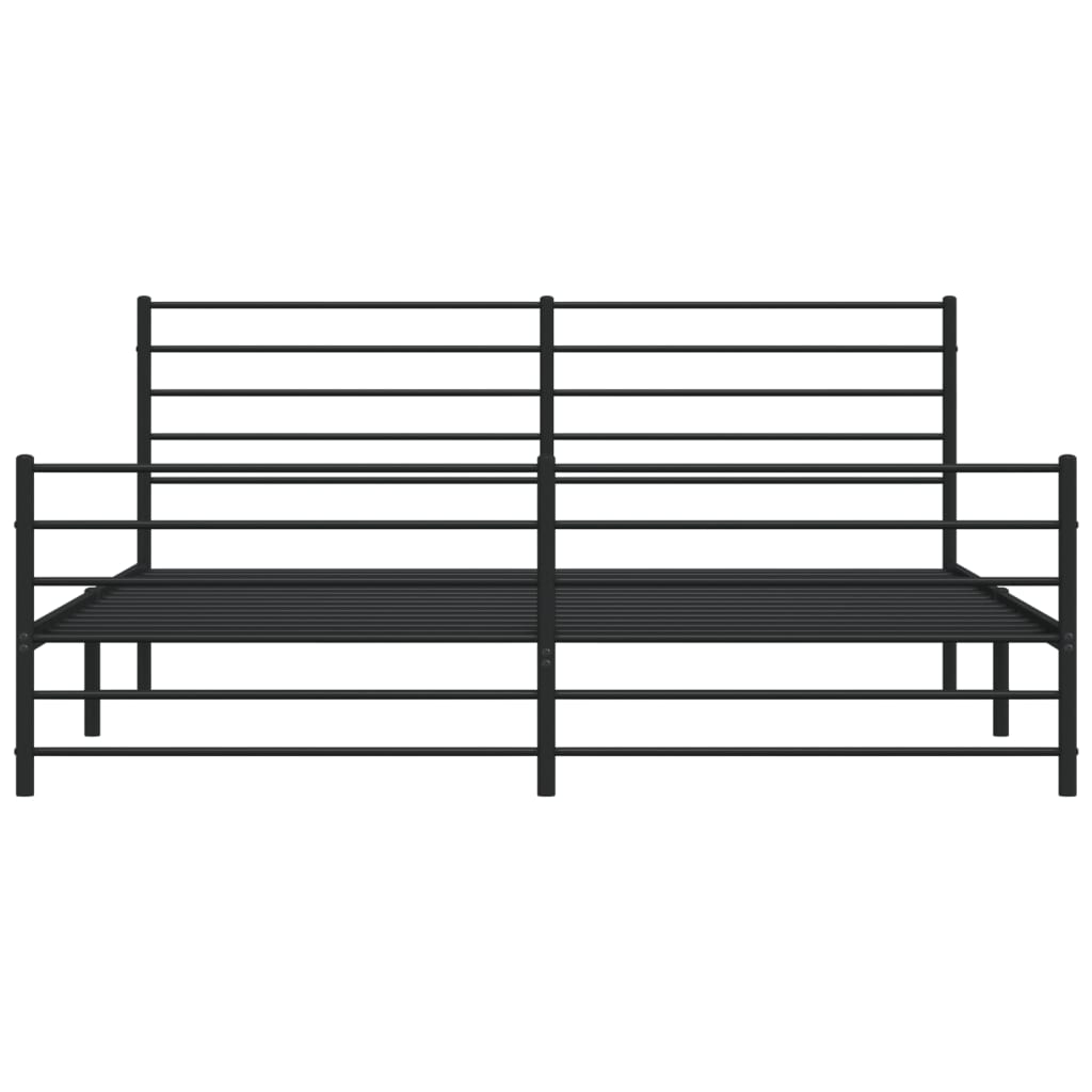 vidaXL Metal Bed Frame without Mattress with Footboard Black 200x200cm