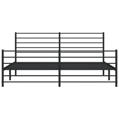 vidaXL Metal Bed Frame without Mattress with Footboard Black 200x200cm
