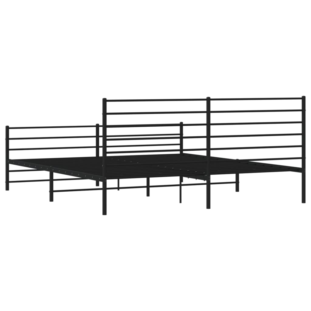 vidaXL Metal Bed Frame without Mattress with Footboard Black 200x200cm