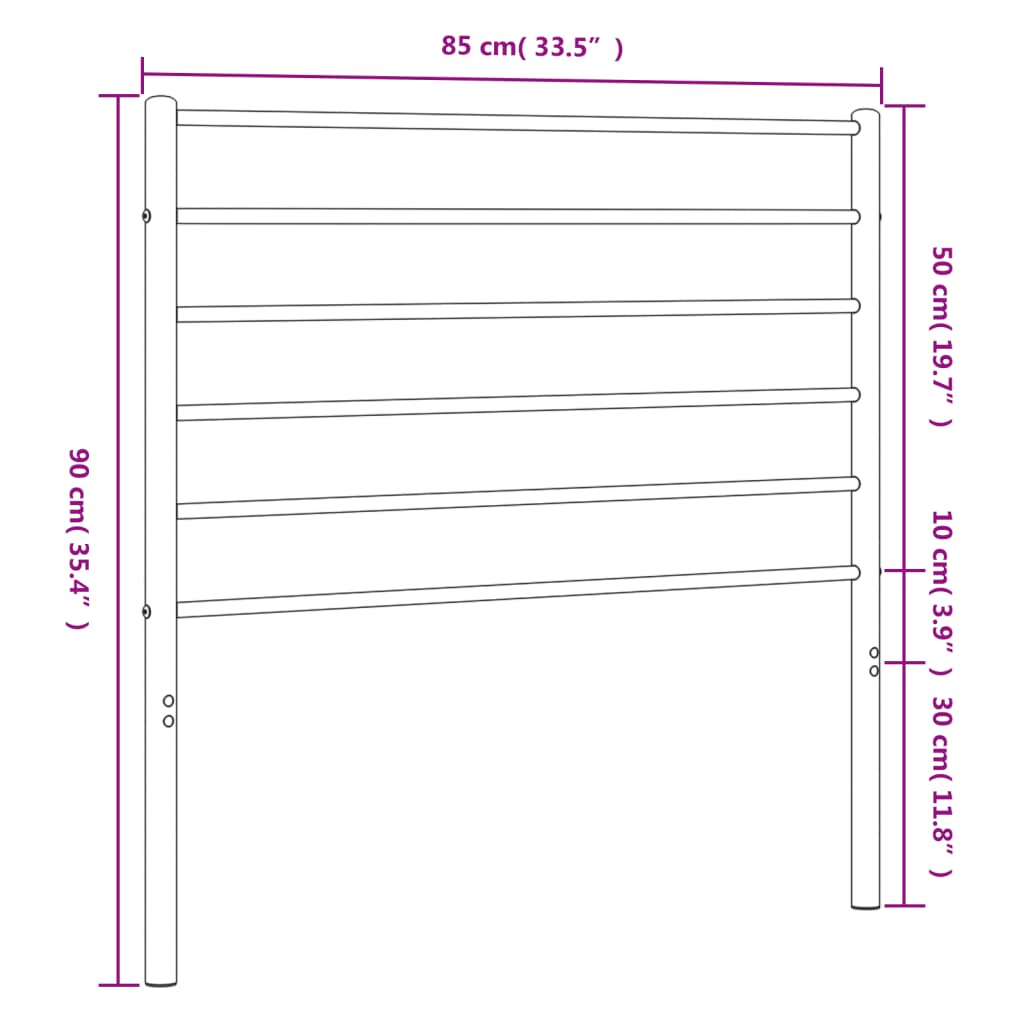 vidaXL Headboard | Black | Steel | Single | Headboard | Rectangular