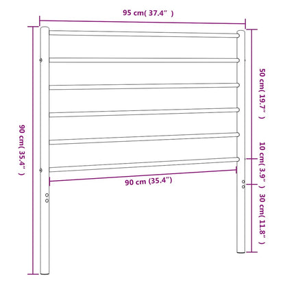 vidaXL Headboard | Black | Powder-Coated Steel | Single | Durable | Headboard