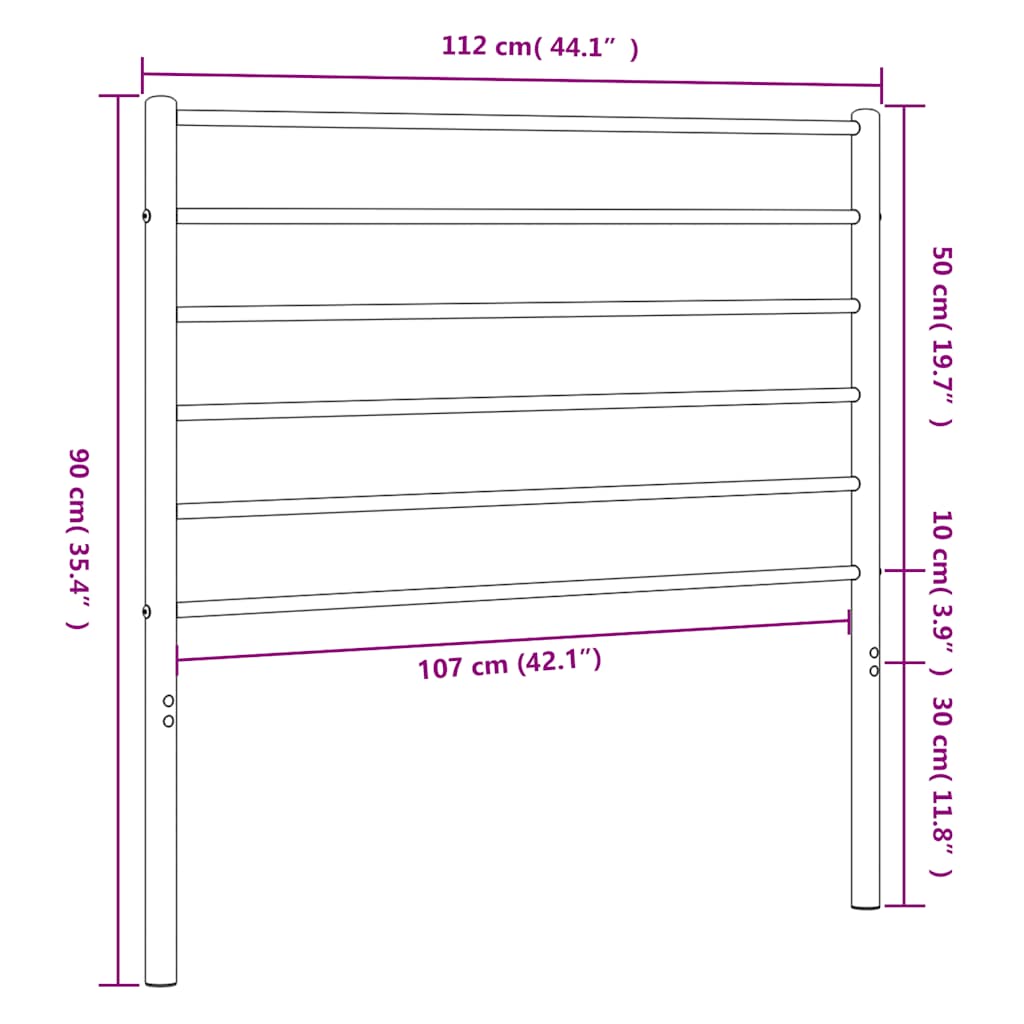vidaXL Headboard | Black | Steel | 107 cm mattress width | Classic/Traditional
