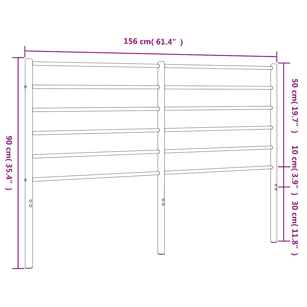 vidaXL Metal Replace Headboard Black 150 cm