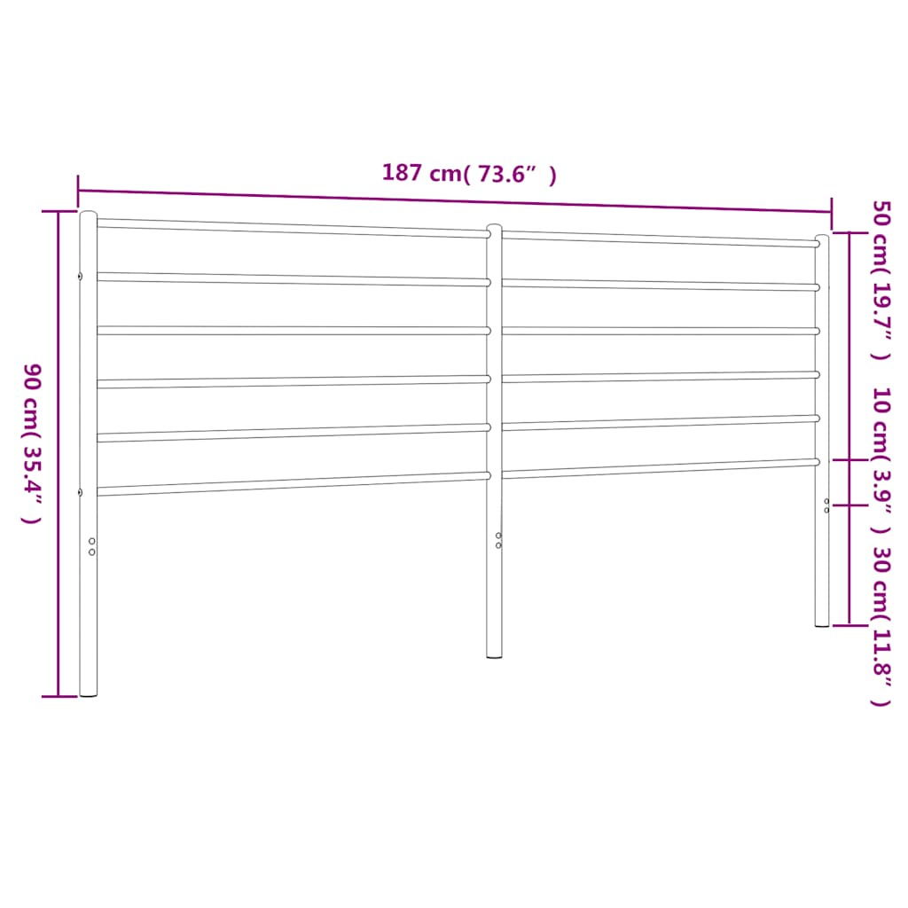 vidaXL Metal Replace Headboard Black 180 cm