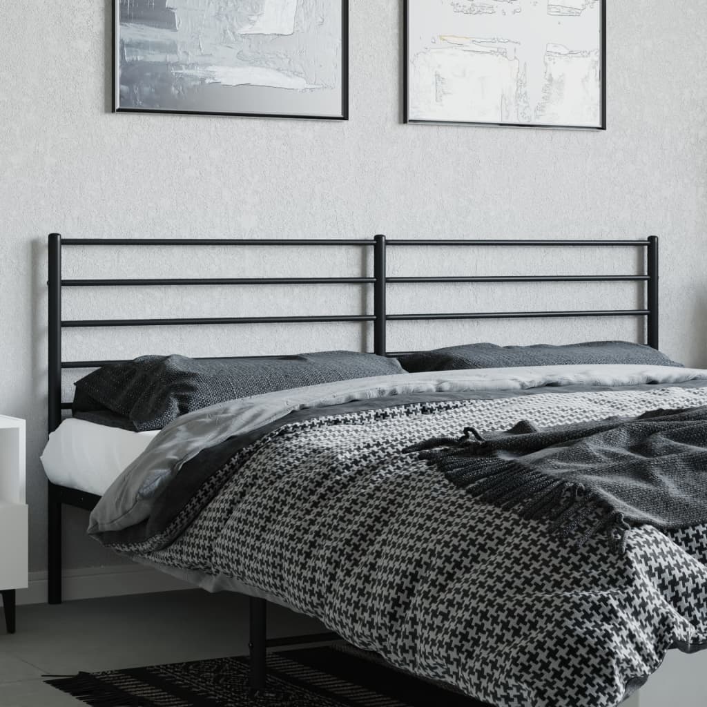 vidaXL Headboard | Black | Powder-Coated Steel | 200 cm | Sturdy | Headboard
