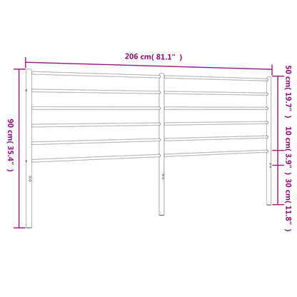 vidaXL Headboard | Black | Powder-Coated Steel | 200 cm | Sturdy | Headboard