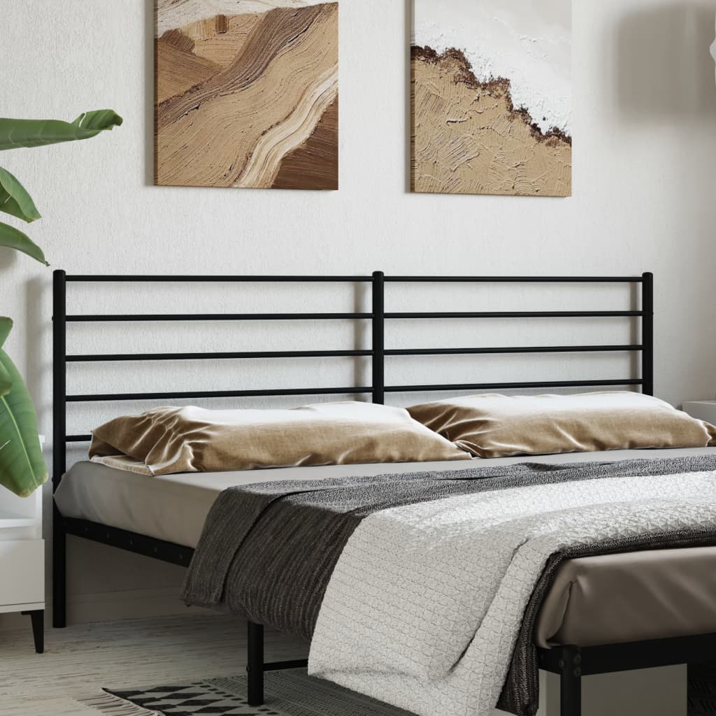 vidaXL Headboard | Black | Powder-Coated Steel | 200 cm | Sturdy | Headboard