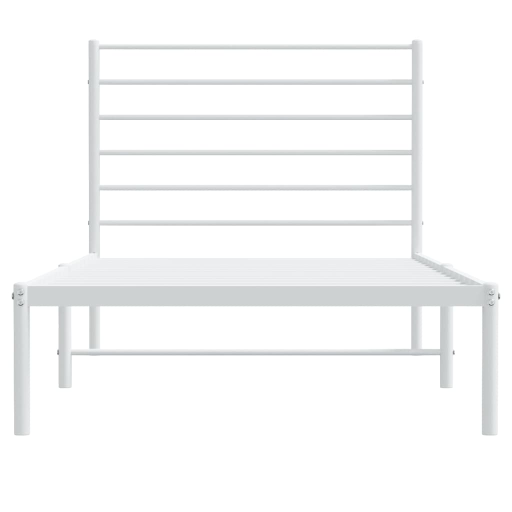 vidaXL Metal Bed Frame without Mattress with Headboard White 75x190cm