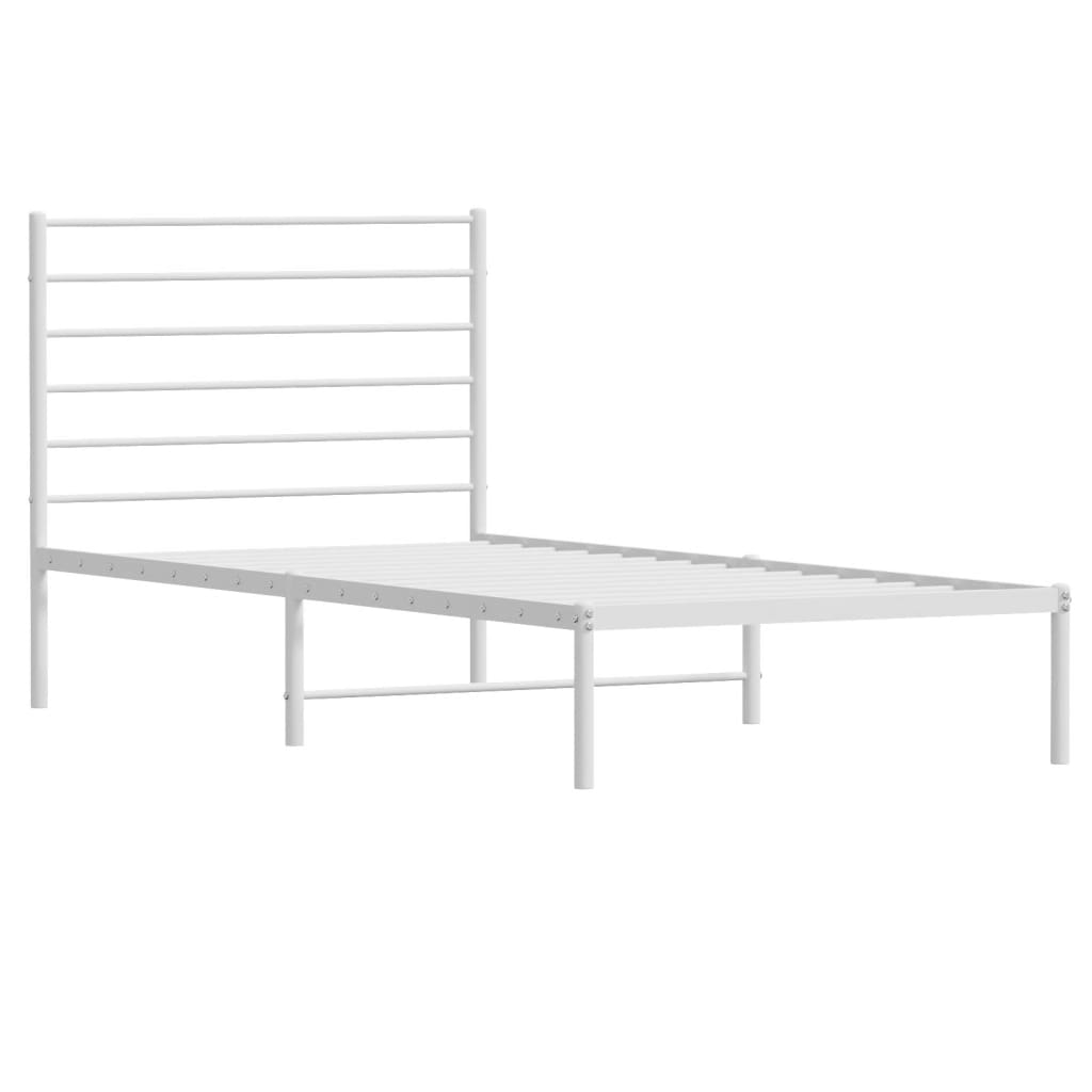vidaXL Metal Bed Frame without Mattress with Headboard White 80x200cm