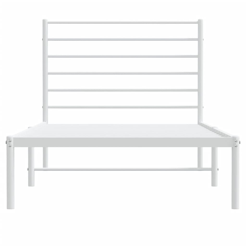 vidaXL Metal Bed Frame without Mattress with Headboard White 80x200cm