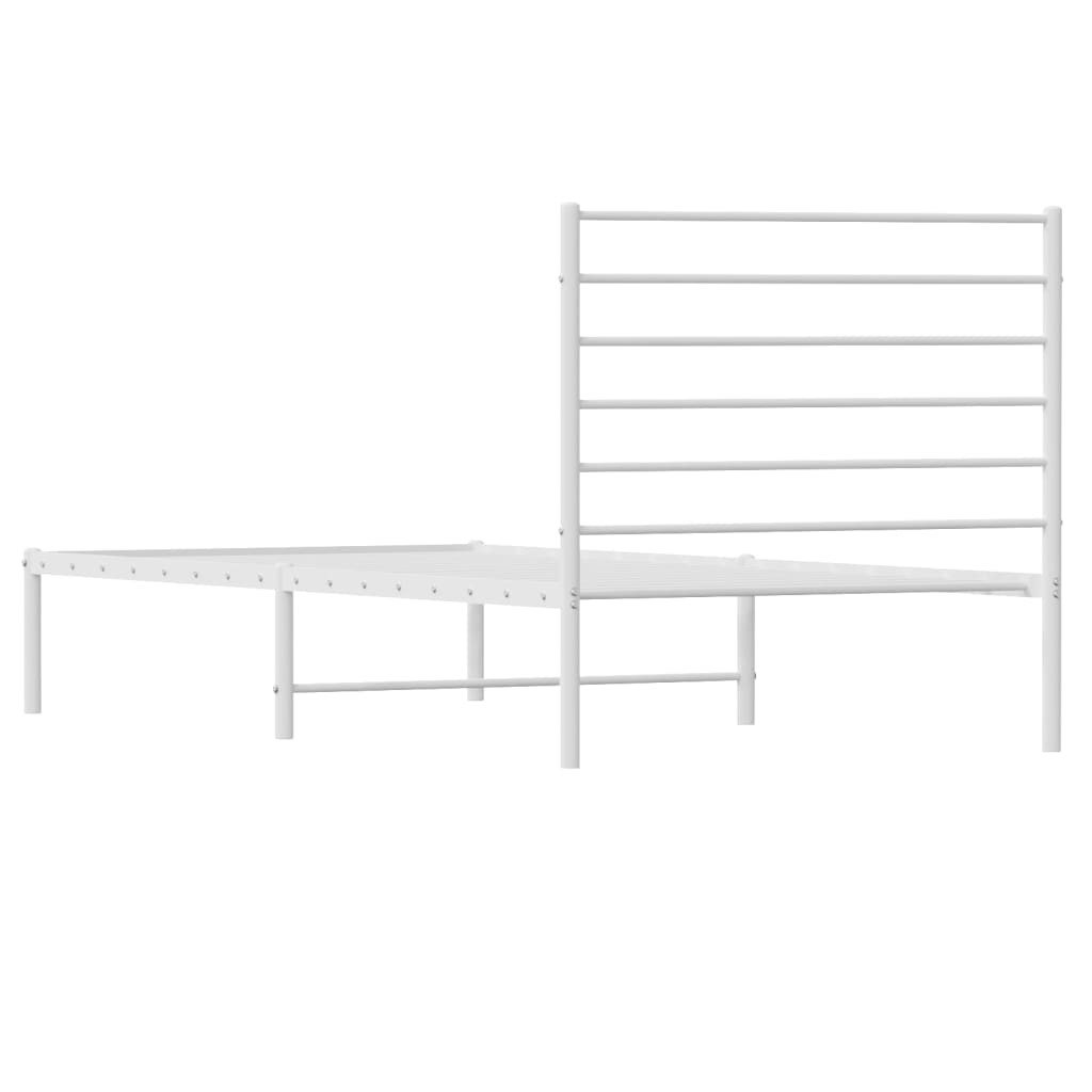 vidaXL Metal Bed Frame without Mattress with Headboard White 80x200cm