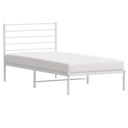 vidaXL Metal Bed Frame without Mattress with Headboard White 90x190cm