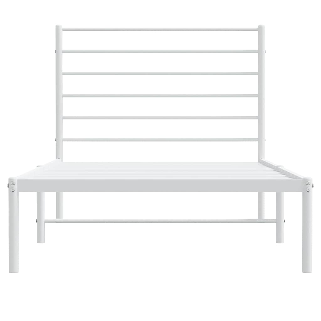 vidaXL Metal Bed Frame without Mattress with Headboard White 90x190cm