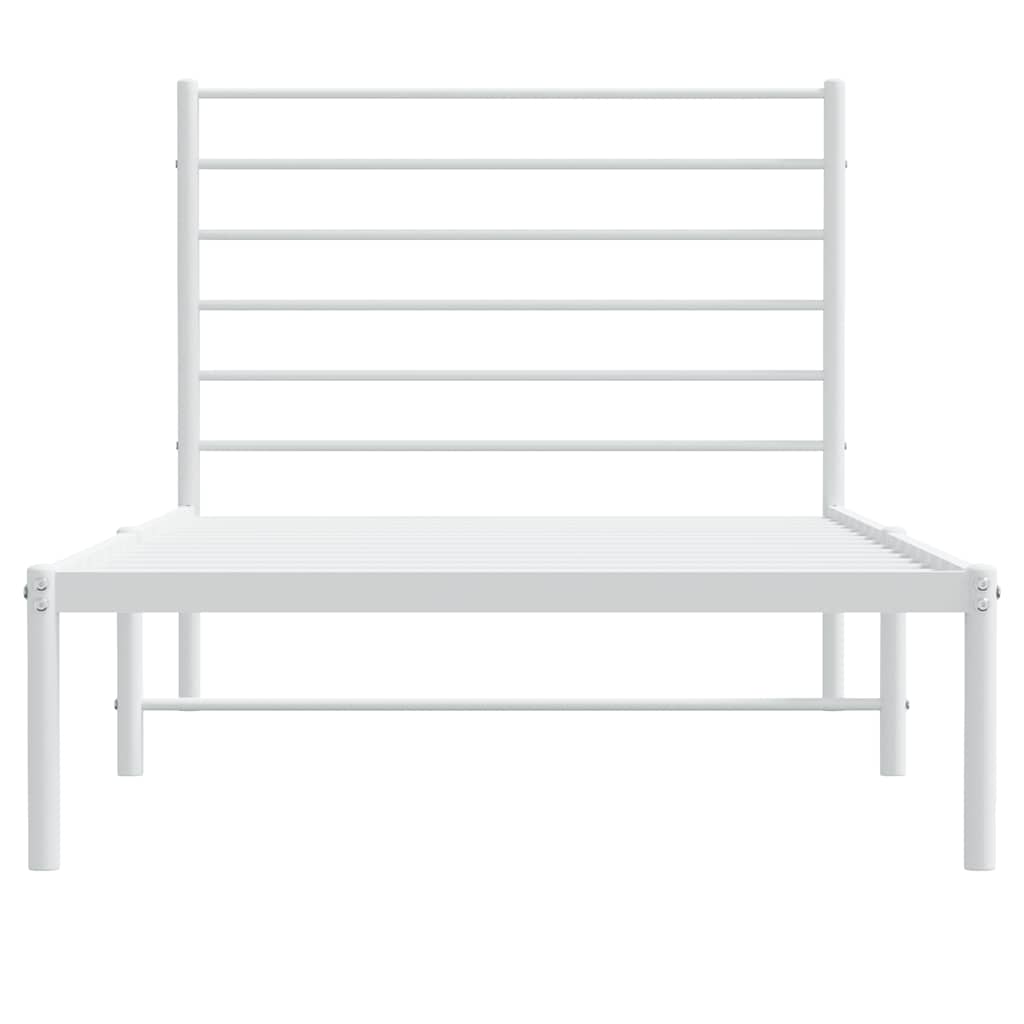 vidaXL Metal Bed Frame without Mattress with Headboard White 100x200cm