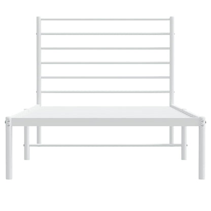 vidaXL Metal Bed Frame without Mattress with Headboard White 100x200cm