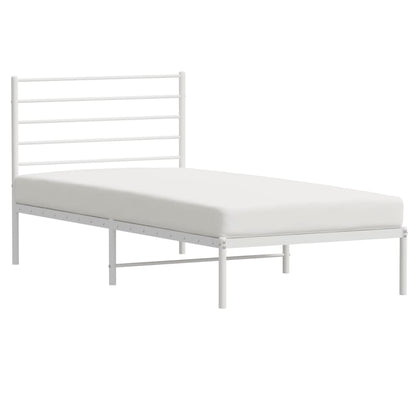 vidaXL Metal Bed Frame without Mattress with Headboard White 107x203cm