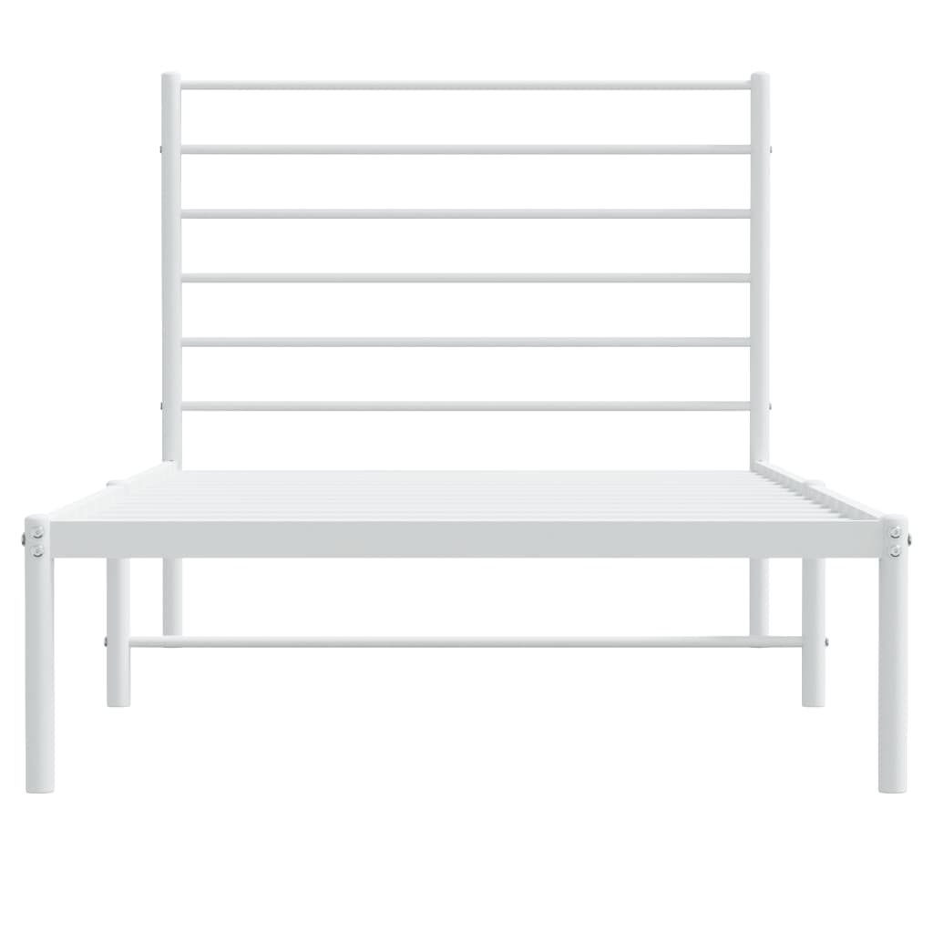 vidaXL Metal Bed Frame without Mattress with Headboard White 107x203cm