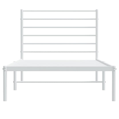 vidaXL Metal Bed Frame without Mattress with Headboard White 107x203cm