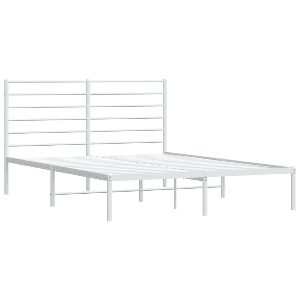 vidaXL Metal Bed Frame without Mattress with Headboard White 120x190cm