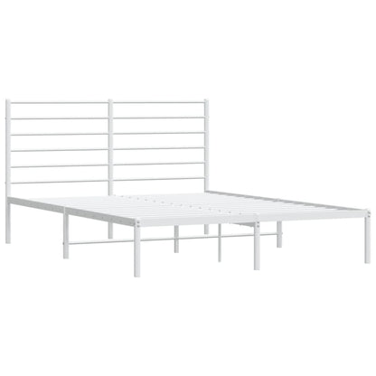 vidaXL Metal Bed Frame without Mattress with Headboard White 120x190cm