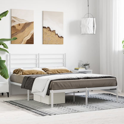 vidaXL Metal Bed Frame without Mattress with Headboard White 120x190cm