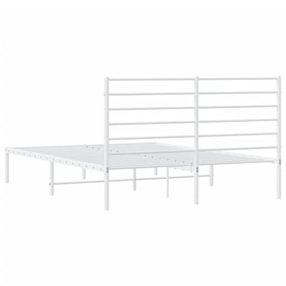 vidaXL Metal Bed Frame without Mattress with Headboard White 120x190cm