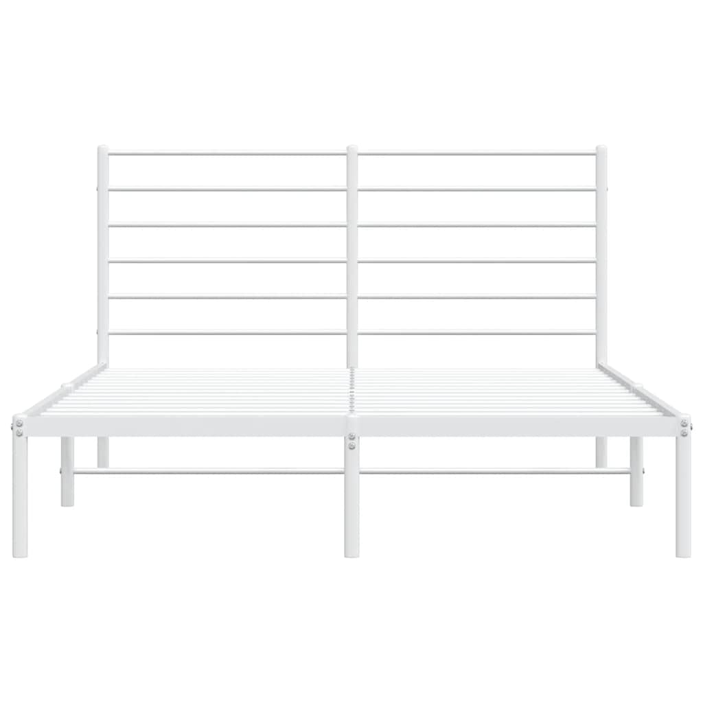 vidaXL Metal Bed Frame without Mattress with Headboard White 120x200cm