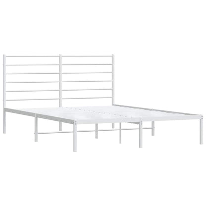 vidaXL Metal Bed Frame without Mattress with Headboard White 135x190cm