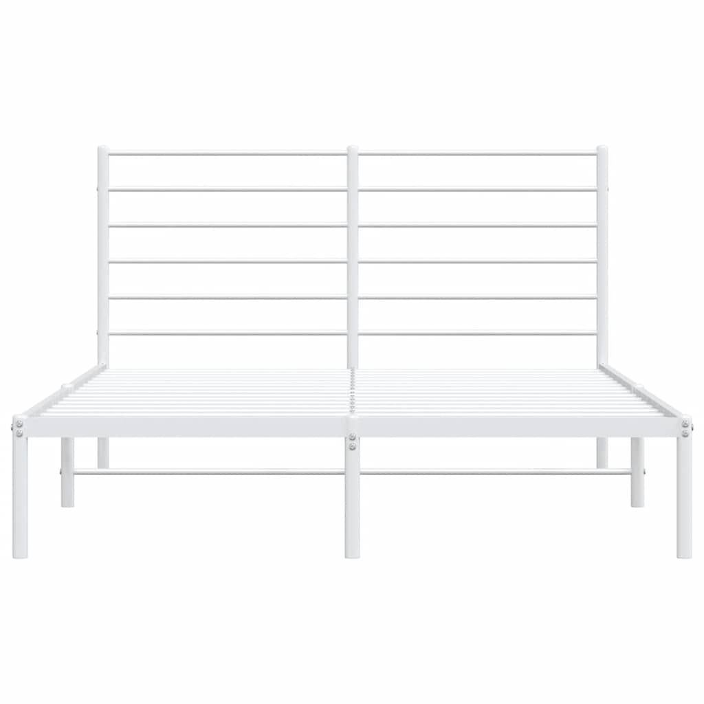 vidaXL Metal Bed Frame without Mattress with Headboard White 135x190cm