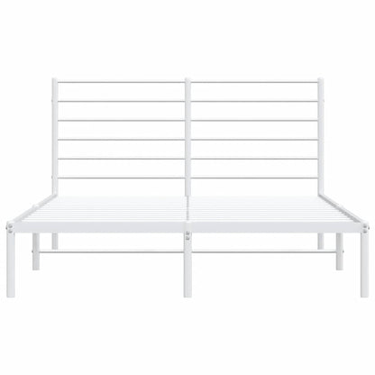 vidaXL Metal Bed Frame without Mattress with Headboard White 135x190cm