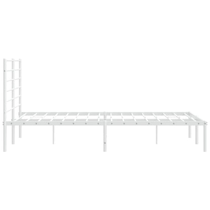 vidaXL Metal Bed Frame without Mattress with Headboard White 135x190cm