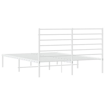 vidaXL Metal Bed Frame without Mattress with Headboard White 135x190cm