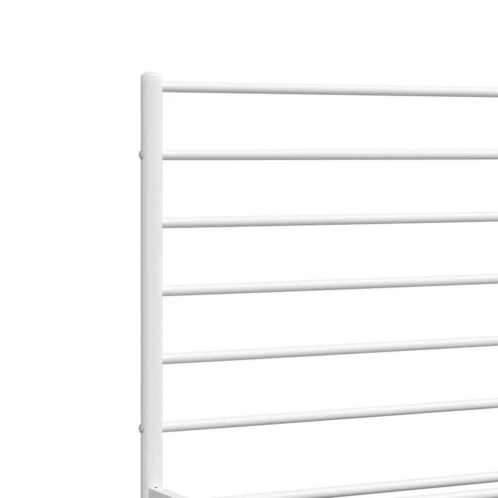 vidaXL Metal Bed Frame without Mattress with Headboard White 135x190cm