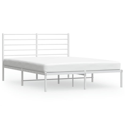 vidaXL Metal Bed Frame without Mattress with Headboard White 140x190cm