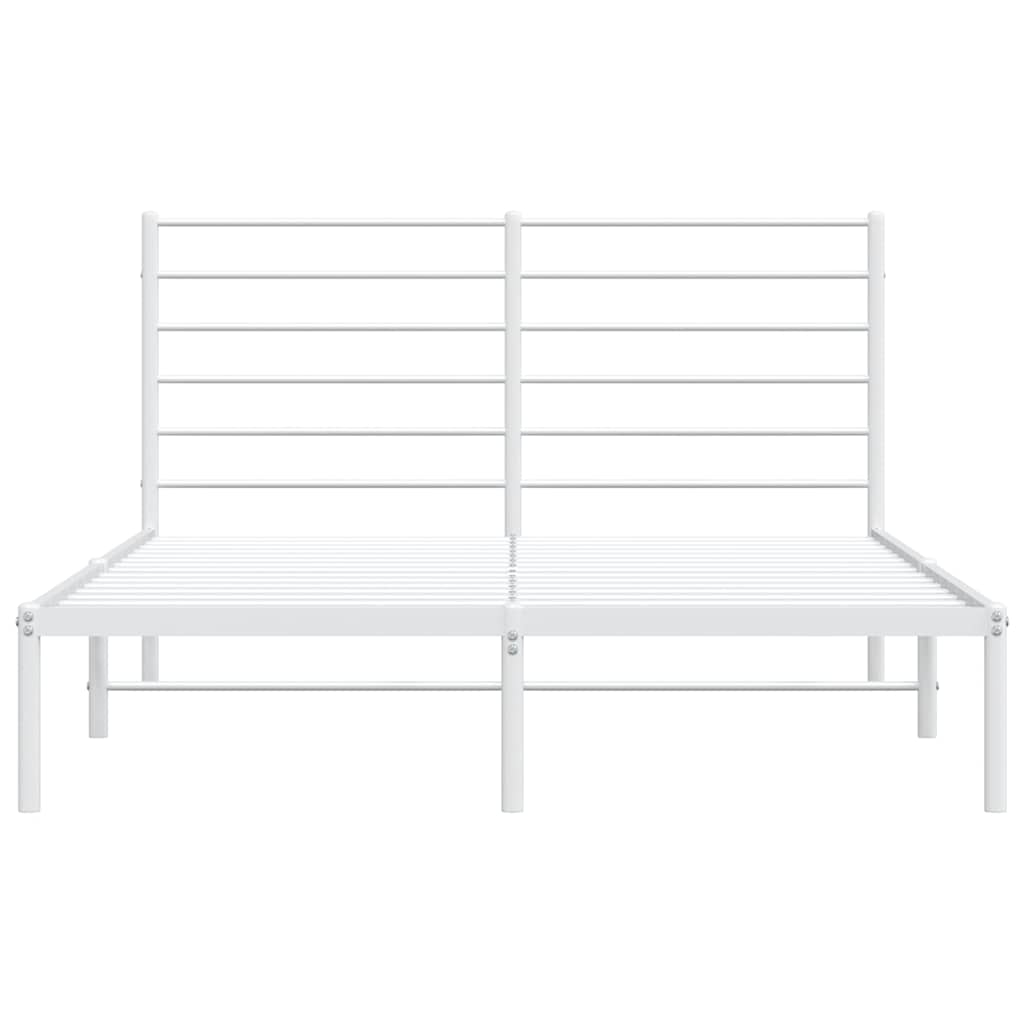 vidaXL Metal Bed Frame without Mattress with Headboard White 140x200cm