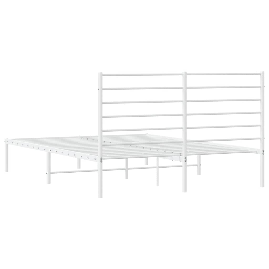 vidaXL Metal Bed Frame without Mattress with Headboard White 140x200cm