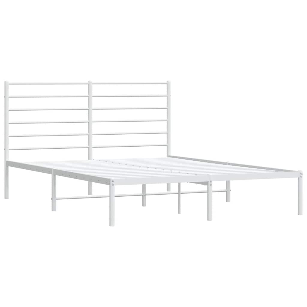vidaXL Metal Bed Frame without Mattress with Headboard White 150x200cm