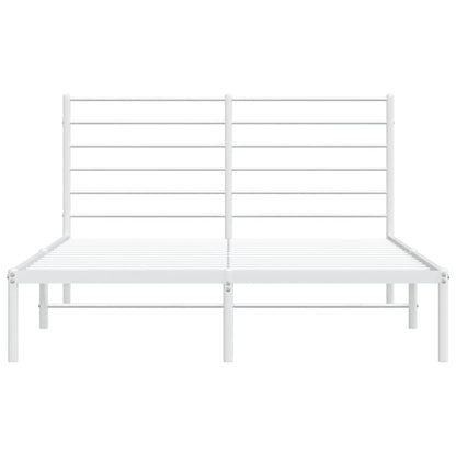 vidaXL Metal Bed Frame without Mattress with Headboard White 150x200cm