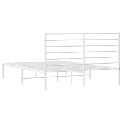 vidaXL Metal Bed Frame without Mattress with Headboard White 150x200cm