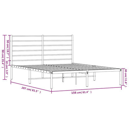 vidaXL Metal Bed Frame without Mattress with Headboard White 150x200cm