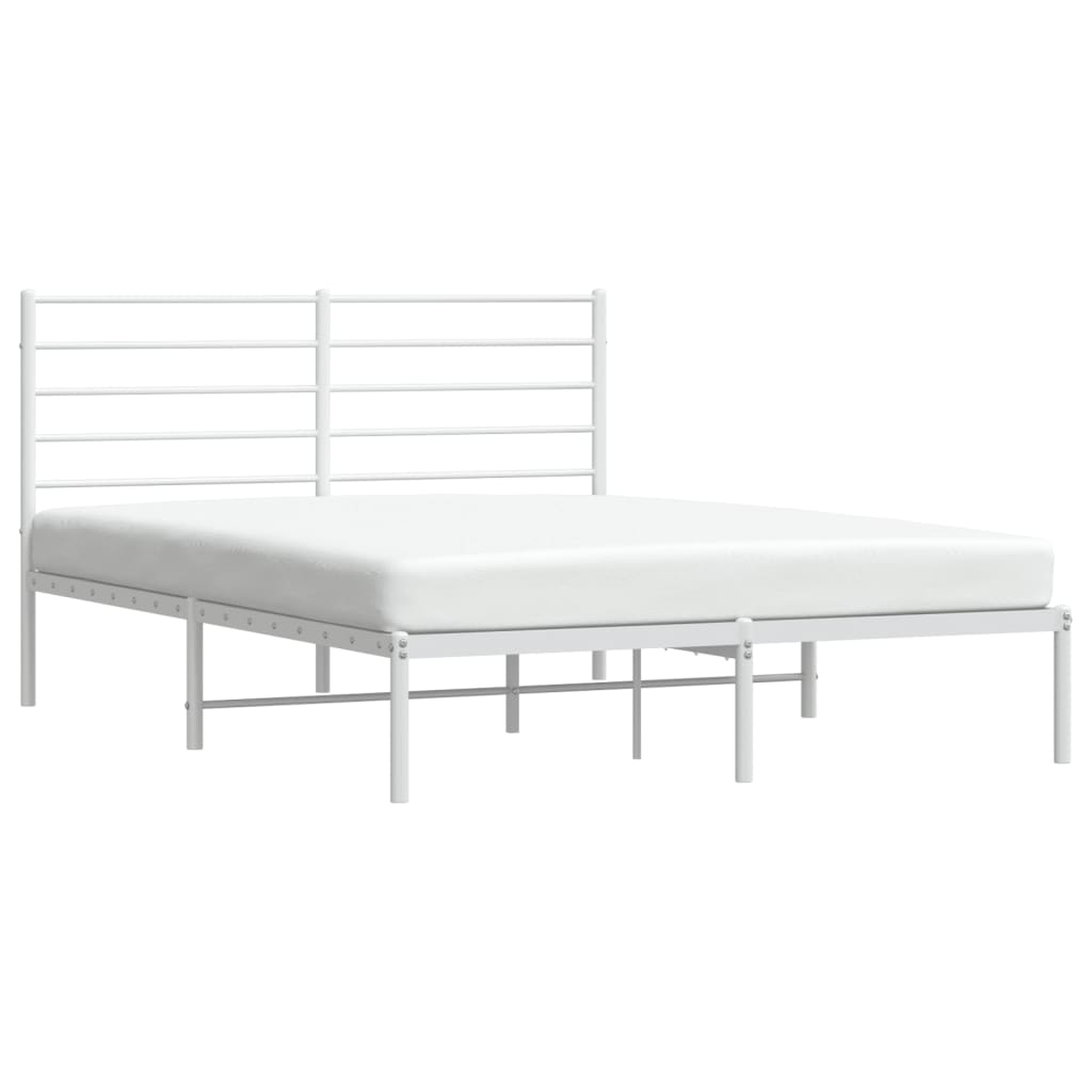 vidaXL Metal Bed Frame without Mattress with Headboard White 160x200cm