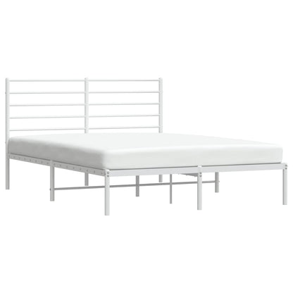 vidaXL Metal Bed Frame without Mattress with Headboard White 160x200cm
