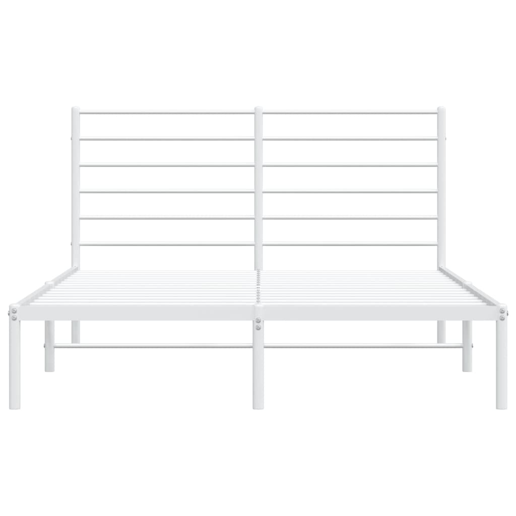 vidaXL Metal Bed Frame without Mattress with Headboard White 160x200cm