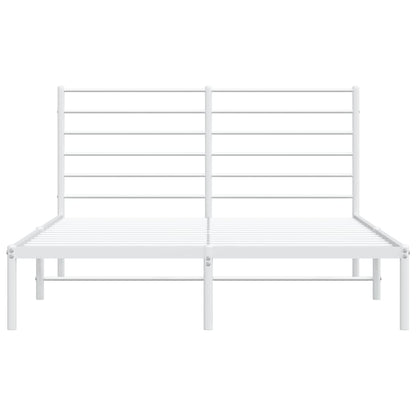 vidaXL Metal Bed Frame without Mattress with Headboard White 160x200cm