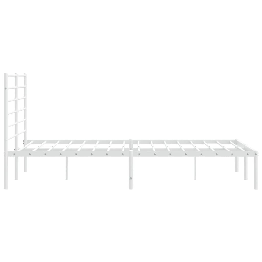 vidaXL Metal Bed Frame without Mattress with Headboard White 160x200cm