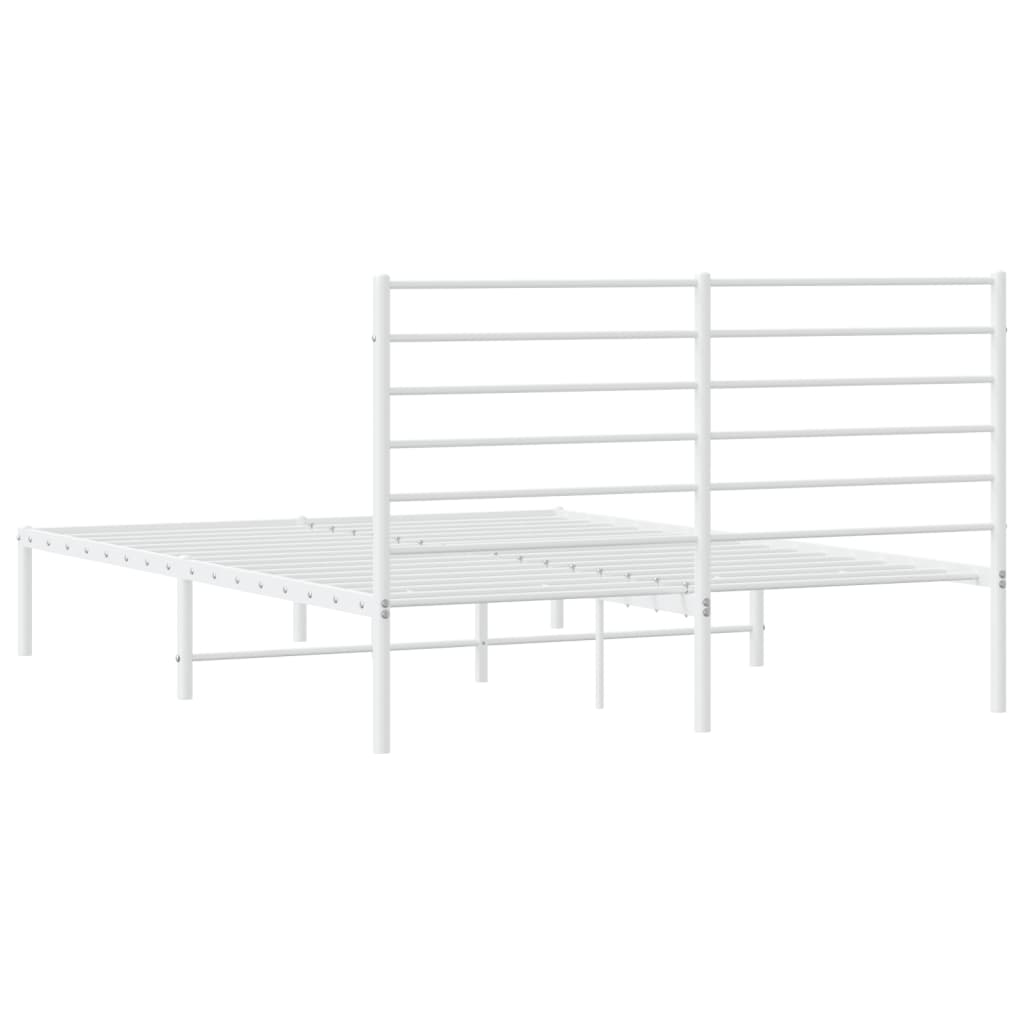 vidaXL Metal Bed Frame without Mattress with Headboard White 160x200cm