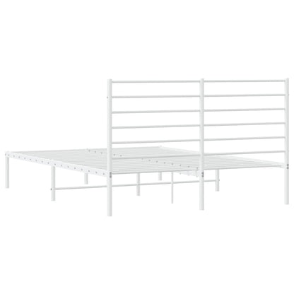 vidaXL Metal Bed Frame without Mattress with Headboard White 160x200cm