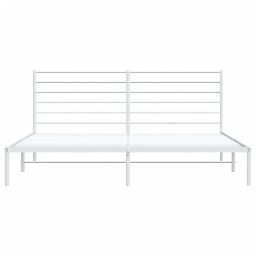 vidaXL Metal Bed Frame without Mattress with Headboard White 180x200cm