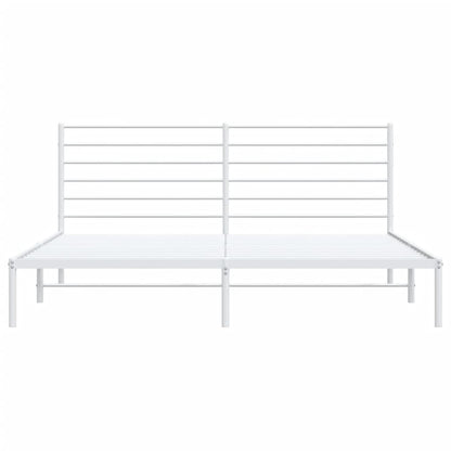 vidaXL Metal Bed Frame without Mattress with Headboard White 180x200cm
